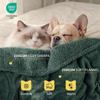 Luciphia Waterproof Blanket for Large Dog, Reversible Sherpa Couch Cover | waterproof pet blanket sherpa fleece reversible couch cover bed protector car from spills scratches, Dark Green 85" x 57"