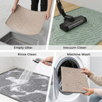 Cat Litter Mat Large Litter Box Mat, 31.5x23.6 Beige, Premium BPA-Free Silicone Rubber Kitty Litter Mat for Litter Box, High Edge Scatter Control Non-Slip Waterproof Litter Trapping Mat