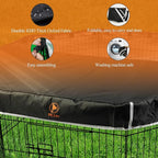 PJYuCien Playpen Top Cover for 24'' Width 8 Panel Pen, Black | More Peace of Mind, More Safe, and Reduce Mess, Suitable for Puppy, Duck, and Other Small Animals,Adhesive Tape Connect