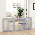 PUPETPO Freestanding Pet Gate for Dogs, Foldable Wooden Dog Gate for House, Indoor Dog Gate for Doorways, Stairs, Gates for Dogs Indoor, Support Feet Included, 24" Height 3 Panels, Grey