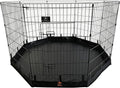 PJYuCien Puppy Playpen with Bottom Pad and Door, 8 Panels 36" H, Black | 24"W, Dual-function Pad, For Medium Pets, Foldable Octagonal Pen, Versatile, Indoor & Outdoor, Backyard, Protects Floors