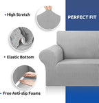 Stretch Oversized Couch Covers for Sofa Slipcover,Silver | 1-Piece Washable Sofa Cover (94"-110") 4-Seater Furniture Protector, Soft Jacquard Non-Slip Elastic Bottom for Dogs & Kids