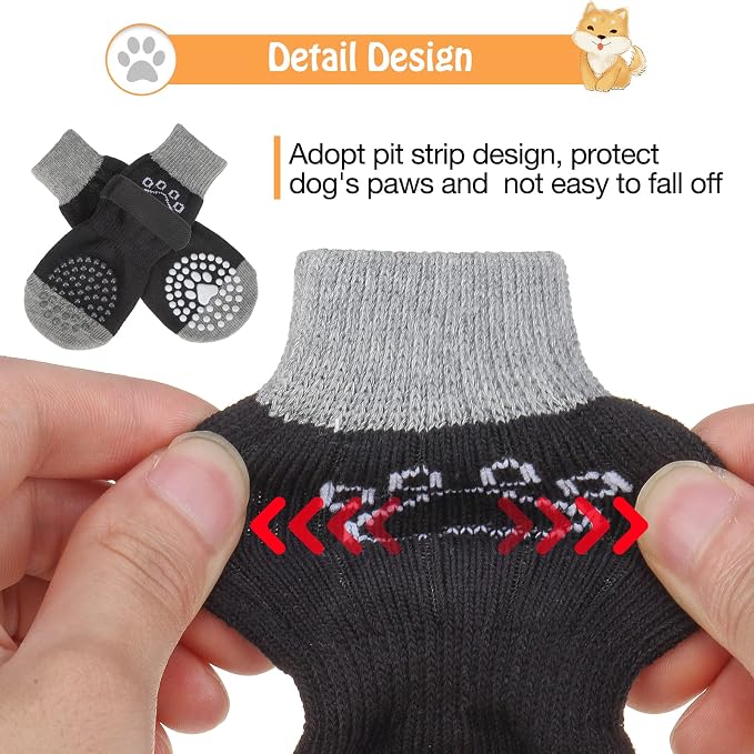 SCENEREAL Anti Slip Dog Sock to Prevent Licking Paws for Hardwood Floors, Boots & Paw Protector Shoes for Hot/Cold Pavement with Grippers, Double Sides Grips for Small Medium Large Senior Dogs
