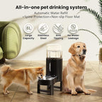 CZPET Elevated Dog Water Bowl Dispenser for Large Dogs (8L+Stand, Black) | With Stainless Steel Bowl Gravity Waterer, Large Capacity and Drinking Area Noise-Free for Pets