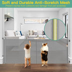 Upgraded 60" Wide Retractable Dog Gate with Reinforced Rods - Bottom Anti-Escape, 5 ft Retractable Baby Gates for Doorways Retractable Gates for Dogs Indoor/Outdoor Retractable Pet Gate, Gray | Space-Saving Indoor/Outdoor Retractable Gate, One-Hand Ope...