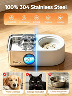 Kastty 15L/4 Gal Dog Water Fountain, Stainless Steel Large Pet Water Fountain with Water Level LED Light, Quiet Automatic Dog Water Bowl Dispenser for Dogs Inside Easy Cleaning FS79