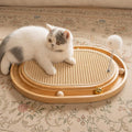 Sisal Cat Scratcher Pad, Wooden Interactive Cat Puzzle Toy | Sisal Scratching Pad with Ball, Kitten Mental Stimulation, Self Play, Home Enrichment, Physical Exercise, Natural Sisal