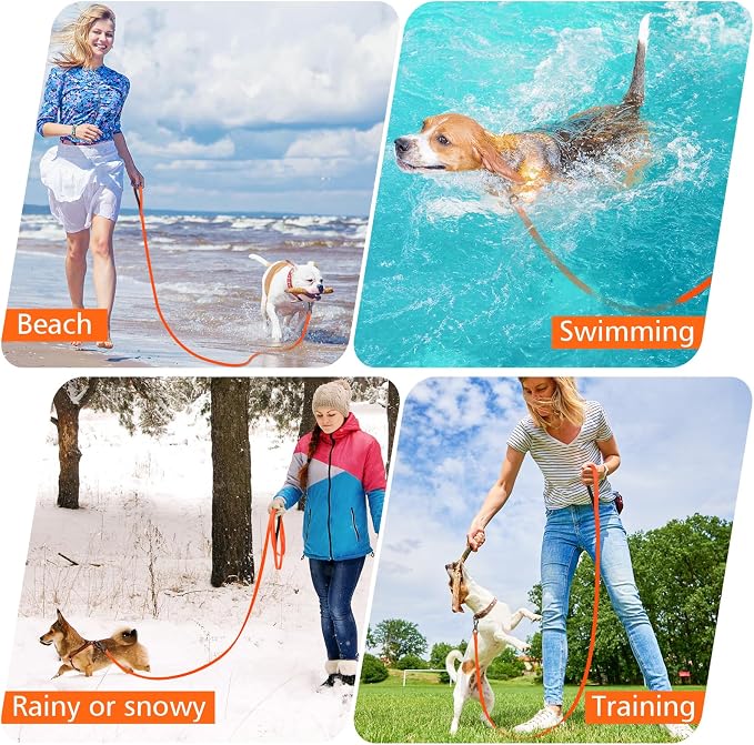 XiaZ Waterproof Dog Leash Long, Training Long Line Lead for Large Medium Small Dogs Outside Walking, Playing, Camping, or Yard (10FT, Orange)