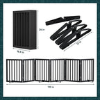 Semiocthome Wood Dog Gates for The House Extra Wide, 6-Panel Freestanding Pet Gates with 4PCS Metal Stands for Doorways and Stairs, 24" H Foldable Dog Fences Indoor, Expands Up to 110" (W)- Black