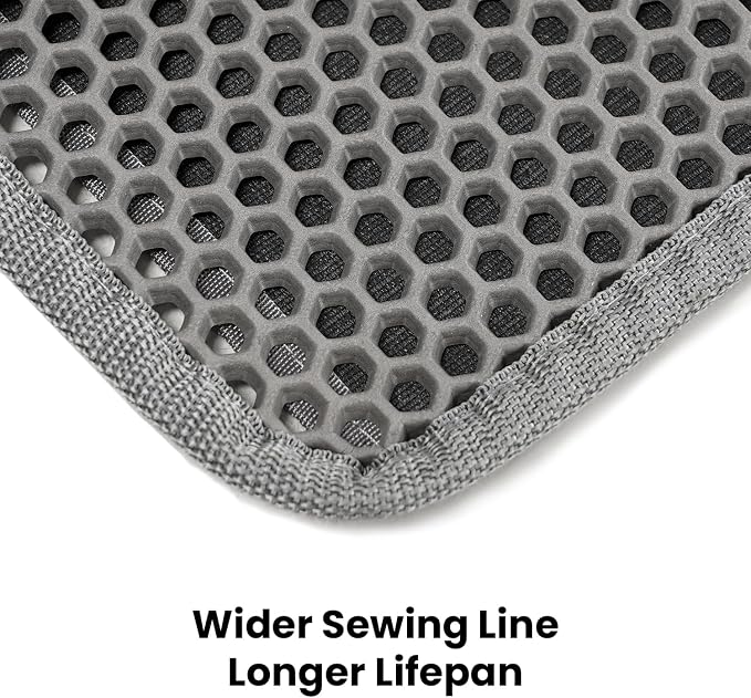 Cat Litter Mat, Upgrade Super Waterproof Back Layer Litter Box Mat, Non Slip, Durable, Soft on Paws Kitty Trapping Matt (34"x26", Gray)