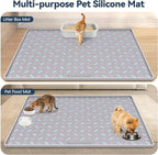 Silicone Cat Litter Mat 40" x 28" Cat Mat for Litter Box, Light Grey | Extra Large Litter Box Mat, Waterproof Cat Litter Trapping Mat, Non-slip, Leakproof Kitty Litter Mat with Bone Pattern