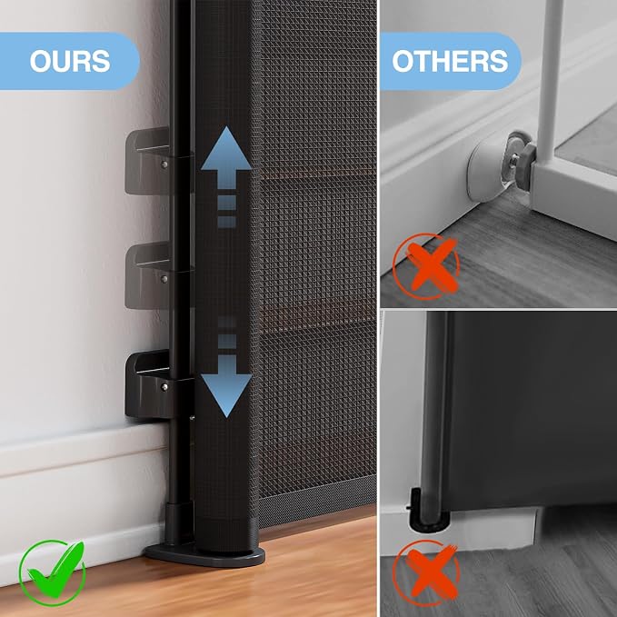 PRObebi Retractable Baby Gates for Stairs, Dog Gates Extend to 54" Wide 34" Tall, Black