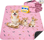 Sunheir 2-Pack Extra Large Reusable Dog Mat for Floor, Dog Playpen, Non-Slip Waterproof Dog Pee Pad, Super Absorbent Washable Pee Pads for Dogs, Pet Whelping Pads, Potty Training - Pink, 36" x 41"