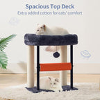 Hey-brother Cat Tree, Sturdy Tower with Sisal-Wrapped Columns, MPJ010SG | 18.9 Inches Cats Scratching Posts with Bed, Plush Toy Ball for Indoor Kittens, Smoky Gray