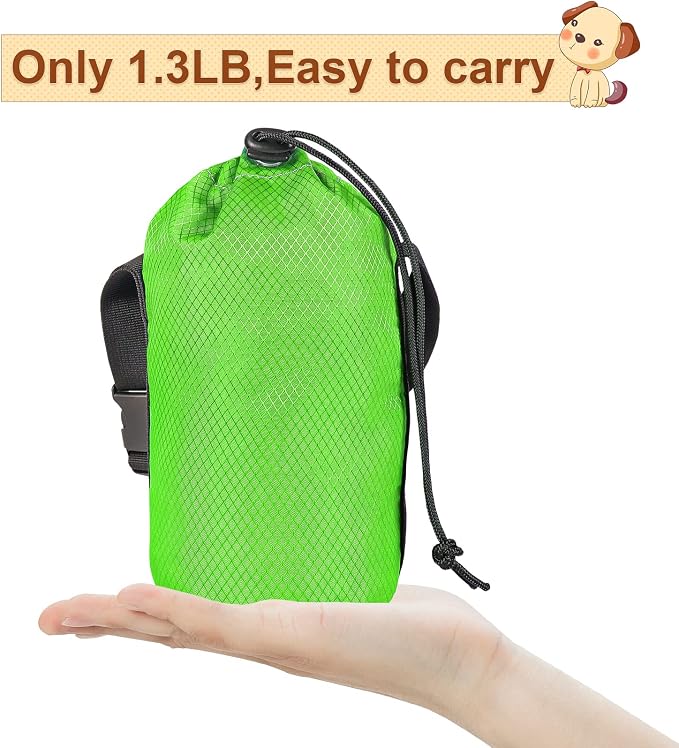 XiaZ Dog Tie Out Cable for Camping, 100FT Portable Overhead Trolley System for Dogs up to 300lbs，Dog Lead for Yard, Camping, Parks, Outdoor Events,5 min Set-up, Green