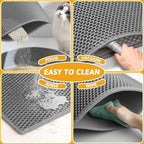 Pieviev Litter Box Mat, Double-Layer Urineproof Design, 30" x 24" Gray | Honeycomb Litter Trapping Mat Captures Scattered Particles to Stop Tracking, Waterproof Base Protects Floors, Easy to Clean