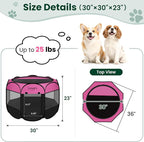Love's cabin Pet Puppy Dog Playpen, Medium Dog Tent Crates Cage Indoor/Outdoor, Portable Playpen for Cat, Foldable Pop Up Dog Kennel Playpen with Carring Case, Removable Zipper Top, Pink