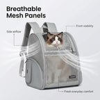 Cat Backpack Carrier for Small Dogs and Medium cat Puppy Kitten Bunny Pet Carrier Backpack Collapsible with Fully Ventilated Mesh with Safety Leash (Gray, 12.9" L x 10.62" W x 15.5" H - M)