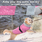 Lelepet Dog Coats for Small Dogs Waterproof Dog Jacket with Adjustable Fit | Reflective Pet Fleece Vest Hook & Loop Windproof Cold Weather Coats with Adjustable Buckle & Leash Hole, Pink, S