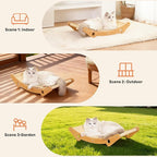 Cat Scratcher Hammock Bed, U-Shaped Wood Sisal Lounger, Furniture Protector | pingping-go, 23.6 x 13.8 Inch, Wood Frame, Natural Sisal, Indoor & Outdoor, for Large Cats