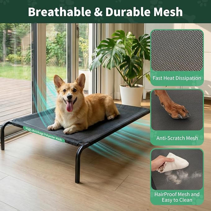PJYuCien Raised Dog Bed with Pad, 48'' Gray
