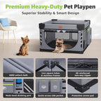 Loobani Foldable Dog Playpen Indoor/Outdoor,1 Min Setup, 43.3"x43.3"x27.1" | 690D Oxford Fabric & Reinforced Steel/Iron Frame, Portable Puppy Playpen With Rugged Carry Bag For Home &Travel
