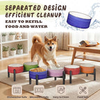 Ceramic Elevated Dog Bowl Set, 6.1''Raised Dog Food and Water Bowl Set with Non-Slip Stainless Steel Stand, Double Raised Dish for Small and Medium Breed, 3.5 Cups / 22 Fl Oz,- Christmas Set