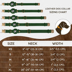 AirTag Dog Collar - Genuine Leather Dog Collar with Apple AirTag Holder and Metal Buckle - Smart GPS Tracking Pet Collars (Dark Green, M, 14"-18" Neck Fit)