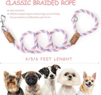 Mile High Life Rainbow Dog Leash Braided Cotton Rope w Leather-Wrapped Ends | Rust-proof 360° swivel clasp, Heavy-duty for medium/large breeds. Great for weddings, daily walks (5FT, 1/2", Pink/Purple)