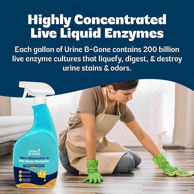Urine B-Gone Enzyme Cleaner for Human, Cat & Dog Urine, Citrus, 32 oz | Enzyme cleaner for human, cat and dog urine on laundry, carpets and more; citrus scent, 32 fl oz.