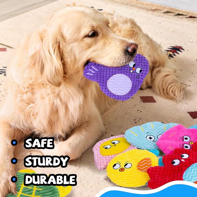 Squeaky No Stuffing Dog Toys 10 Pcs,Crinkle Dog Toys for Small Medium Breed | Bulk Puppy Toys Durable Plush Small Dog Toys,Animal Stuffless Pet Toys,Interactive Puppy Teething Chew Toys for Entertaining