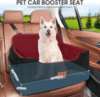 GL GLENSLAVE Dog Car Seat for Medium/Large Dogs, Dog Booster Seat for Pet Under 50lbs or 2 Small Dogs, Detachable and Washable Pet Car Bed, Multi-Functional Pet Booster Seat for Backseat(Black/Red)