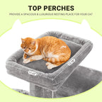 Allewie 64 Inches Multi-Level Cat Tree Tower for Indoor Cats, Grey | Activity Center for Big Felines, 2 Plush Condos, 2 Perches, Cozy Basket, House, Sisal Scratching Posts, Hanging Cat Toys