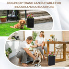 Jingmore Dog Poop Trash Can Outside 3.96 Gal/15 L Plant Styled Dog Waste Trash Can with Lid 50 Waste Bags Outdoor Indoor Poop Container Slim Garbage Bin for Yard Garden Pet (Colorful Flower Black)