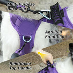 No Pull Tactical Dog Harness for Large Dogs, Service Dog Vest, XL, Purple | Tactical Dog Vest Harness and Leash Set, Adjustable Military Service Dog Harness with Handle for Medium Large Dogs