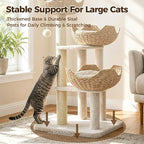 PAWZ Road Modern Cat Tree with Baskets, 44" Cat Tower for Indoor Cats,White | 3 rattan baskets (φ15.7") with thick cushions, sturdy base cat tree for large indoor cats, multi-level climbing resting space
