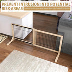 YOCAN Adjustable Wide Dog Gate for Doors, Hallways & Stairs – 19.7" Tall, 23.6–45.3" Expandable Freestanding Pet Safety Gate, No Drill Pressure Mounted Wood & Metal Frame (Black/Natural)