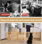 Wooden Freestanding Dog Gate Indoor - 23" H 6 Panels | Foldable Nature Wood Pet Gates for Doorways, No-Painted Doggie Fence for Stairs, Hallways