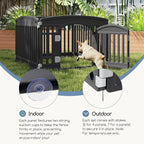 DUMOS Dog Playpen 4 Panels 24" Plastic Exercise Indoor Pen with Door Small Puppy, Medium Dogs Animal Pet Fence for Outdoor, Garden, Yard, RV Camping, Black