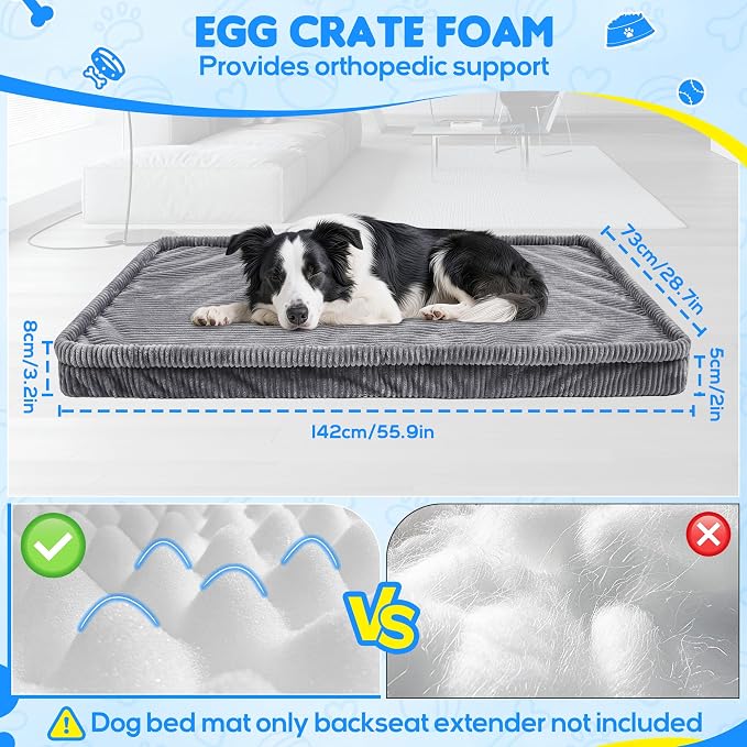 Loiion Dog Car Bed, Non-Slip Backseat Extender Pet Mat 56"x28.7" | Removable, Washable Dog Bed With Waterproof Liner Protects Car Seats, Anti-Slip Travel Bed For Dogs