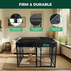 FXW Homeplus Indoor Dog Playpen with Mesh Top Cover, 40" H, 8 Panels | Calm Indoor Play Area, Cover Helps Deter Jump-Outs, for Medium & Large Dogs, Patented