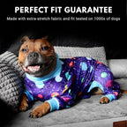 Spark Paws Dog Pajama, Dog Recovery Suit Male, Onesie, Ultra-Soft and 4-Way Stretch, for Small Medium and Large Breeds - Planets - 4XL