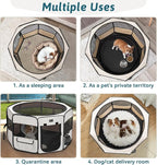 PETSFIT Portable Dog Playpen 45", Removable Waterproof Mat, Zippered Roof | Jump-proof, Collapsible Storage, RV Camping Travel, Indoor Outdoor Use, Large Dogs and Cats, 45.5"L x 45.5"W x 28.5"H