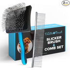 The Doodle Brush Dog Grooming Kit Slicker Brush, Dog Comb Set, Detangler | Extra Long Pins Brushes, Removes Mats, Curly Coats, Stainless Steel Combs, Ergonomic Handle, Gentle Care, Dematting Tools