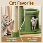 41" Cat Tree Tower Condo Scratch Post Stand for Indoor Small Cats | Palm Tree Compact Space Saving Scratch Post Stand with Cozy Bed, Great for Kitten Climbing, Scratching Playing & Resting