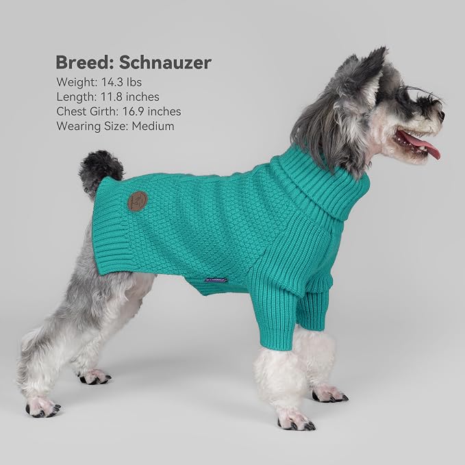 cyeollo Dog Sweater Long Sleeve Knitted Turtleneck Pullover Warm Clothes | Ultra Soft Warm Knit, Full Coverage, 4-Way Stretch for Easy Movement, Easy On & Off, Winter Daily Wear for Small Dogs
