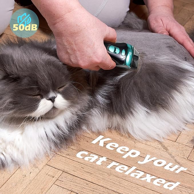 Cat Clippers for Grooming with 5-in-1 Blade Cat Grooming Kit | Cordless Rechargeable Hair Trimmer Detachable Stainless Steel Blade Pet Shaver for Small Kitty Paw Face Head Body