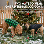 ASENKU Reversible Dog Winter Coat, Dog Jacket for Small Medium Large Dogs | Windproof Plaid Fleece Lining for Cold Weather, Water-resistant Outer Shell, Puppy Puffer Vest with Leash Hole, Green M