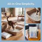 Disposable Cat Litter Box Kit Large, 6 Pack with Tofu Litter | 95% Bamboo Fiber, Ready-to-Use Solution, Odor Control, No Liners, No Scrubbing, Leak-Resistant, Travel & Multi-Cat Households