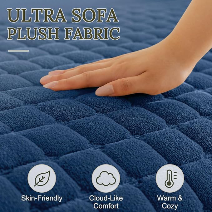 Smiry Velvet Couch Cover for Dogs, Non Slip Soft Sofa Protector for Pets | Washable Sofa Cover for Cats, Cozy Furniture Protector Against Pet Hair, Scratches, Fits Sectional Sofa(Navy Blue, 36"x71")